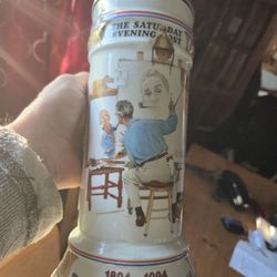 Norman Rockwell "Triple Self-Portrait" collectible beer stein. This specific stein is a centennial issue, released in 1994 to commemorate 100 years of