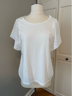 Old Navy White Top with Eyelet Flutter Sleeves