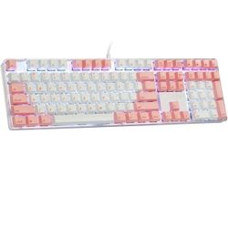 Qisan Pink PBT Keycaps 108 Key Cherry Profile Keycap Mechanical Gaming Keyboard