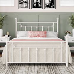 Full Size White Metal Bed frame