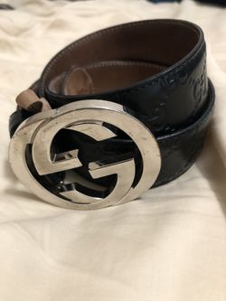 Leather Monogram Imprinted Double g Gucci Belt Size 30