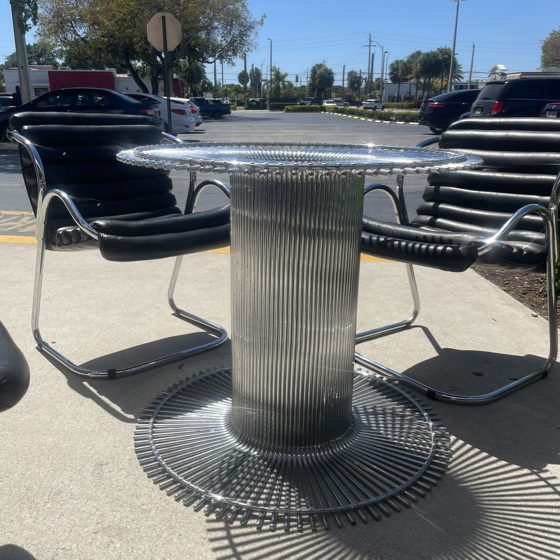 Mid Century Modern Gastone Rinaldi Of A Chrome And Glass Top Table