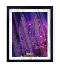 Custom art piece of beerus from dragon ball z super on black frame