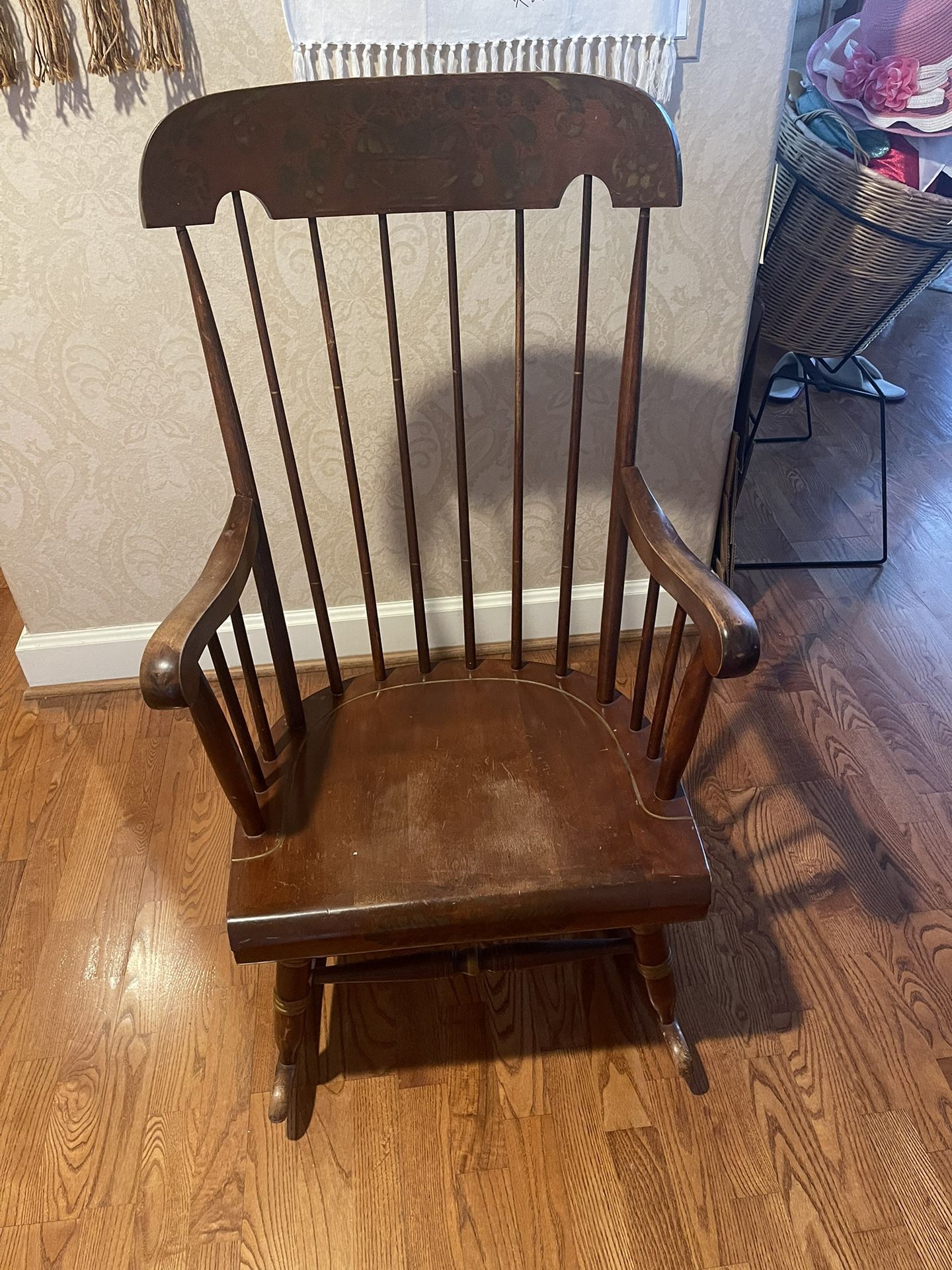 Antique Nichols &Stone Adult Rocking Chair Solid Wood Signed
