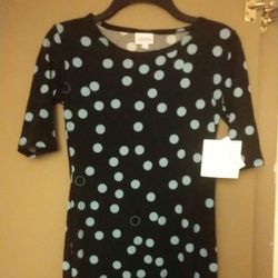 BNWT Size Xxs Black Lularoe Dress Blue Polka Dots  