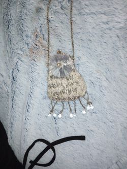 Vintage Purse. Silver Beaded, With Chain Strap. Sterling Silver Hardware.10 Inches Long With Strap.Actual Purse Is 5 Inches Long And 4 Inches Wide At 