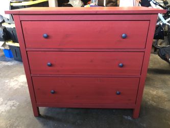 Red IKEA Hemnes  3 drawer dresser