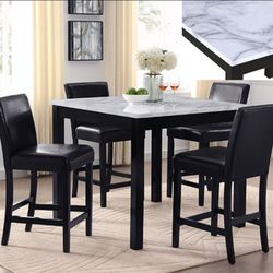 NEW 5pc Faux Marble Counter Height DINING Room SET Table💥NO CREDIT NEEDED $10 Down