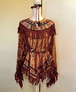 Native Indian Fringe Poncho Costume