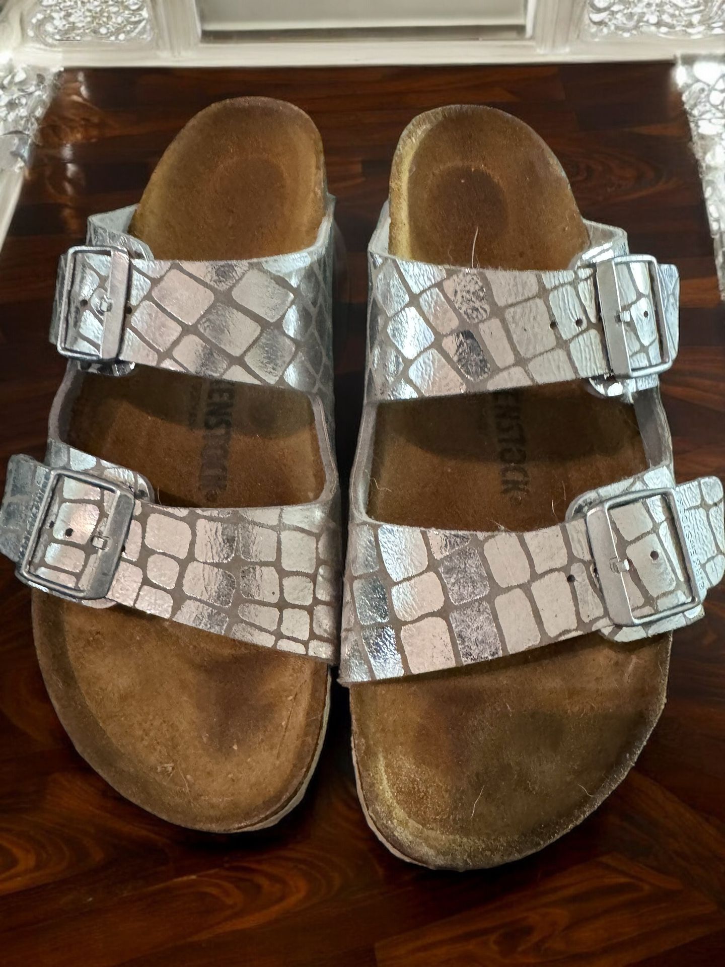 Birkenstock Arizona Big Buckle Silver Size 9.5
