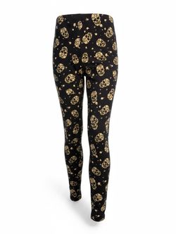 No Boundaries Women’s XL 15/17 Leggings – Black Floral Skull Print