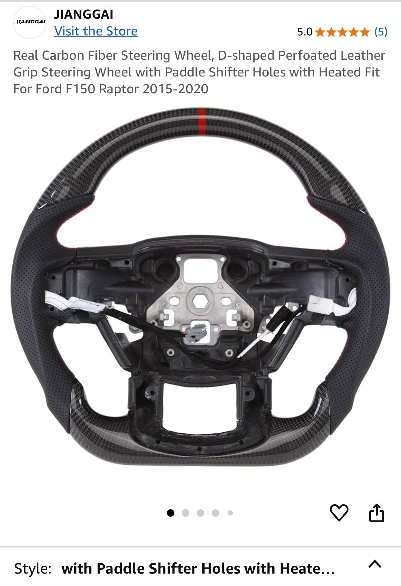 JIANGGAI Real Carbon Fiber Steering Wheel, D-shaped