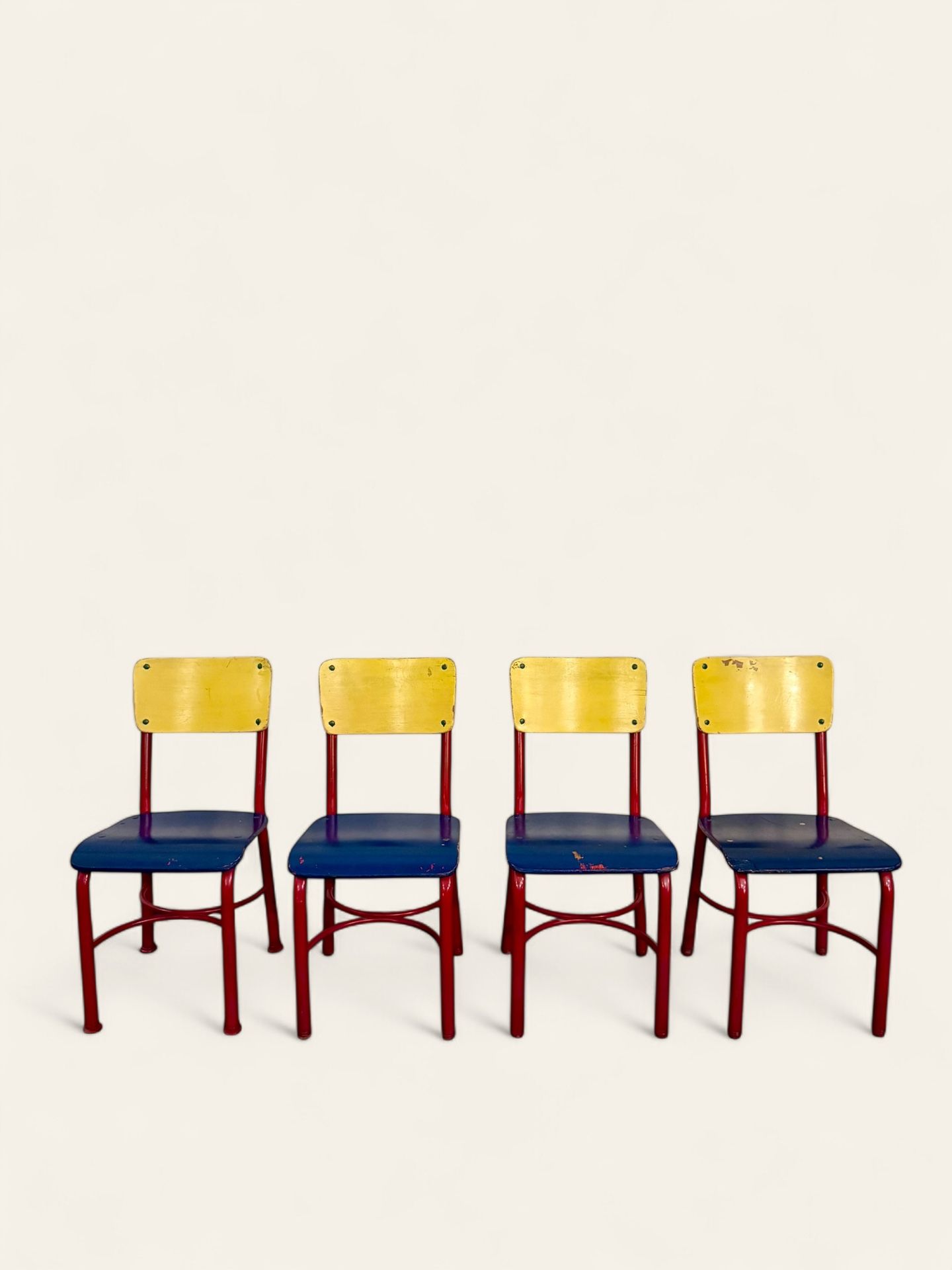 (4) Vintage Kids School Chairs