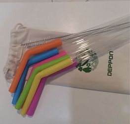 (40) Deppon Acrylic Drinking Straws 6 pack with Brush Cleaning Kit