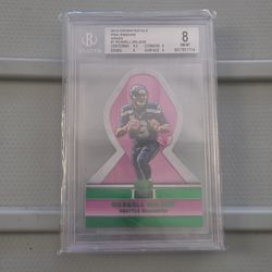 Russell Wilson 2015 Crown Royale Pink Ribbons Green BGS 8