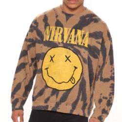 Nova Men-Nirvana Tie Dye Crewneck Sweatshirt - Brown size Large