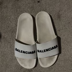 White Balenciagas Slides 