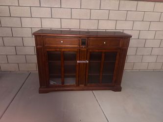 Solid Wood Media Console / TV Stand with Glass Doors