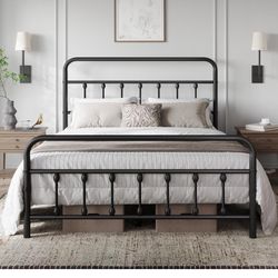 Full Size, Classic Metal Platform Bed Frame Mattress