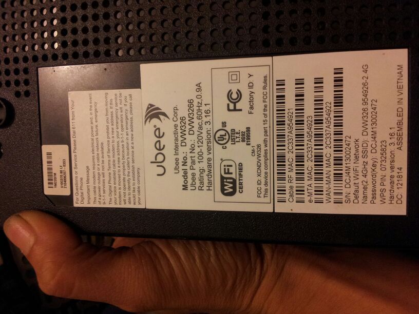 UBEE WIFI MODEM 3.16.1