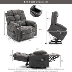 Power Lift Recliner for Elderly Adults, Dual Motor Lay Flat Lift Chair with Heat Massage, Cup Holder & Wireless Phone Charger, USB Type C Charging, Bi