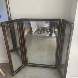 Real Antique Oriental Tri-fold Mirror  (keep Swiping For Measurement)