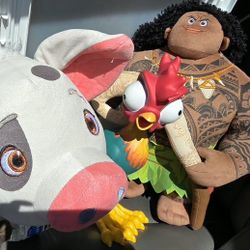 Moana Maui and Pua Large Plush and Hei Hei Large Plastic Figure Bundle