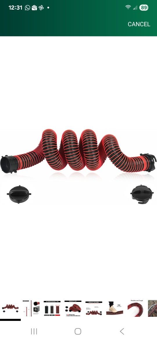 15FT RV Sewer Hose Extension, 24-Mil Heavy Duty TPE Material for Abrasion Resistance and Crush Protection, Camper RV Extension Hose with Pre-Attached