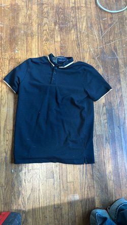 Denim and flower polo shirt