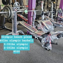 Olympic Bench Press And Weights 