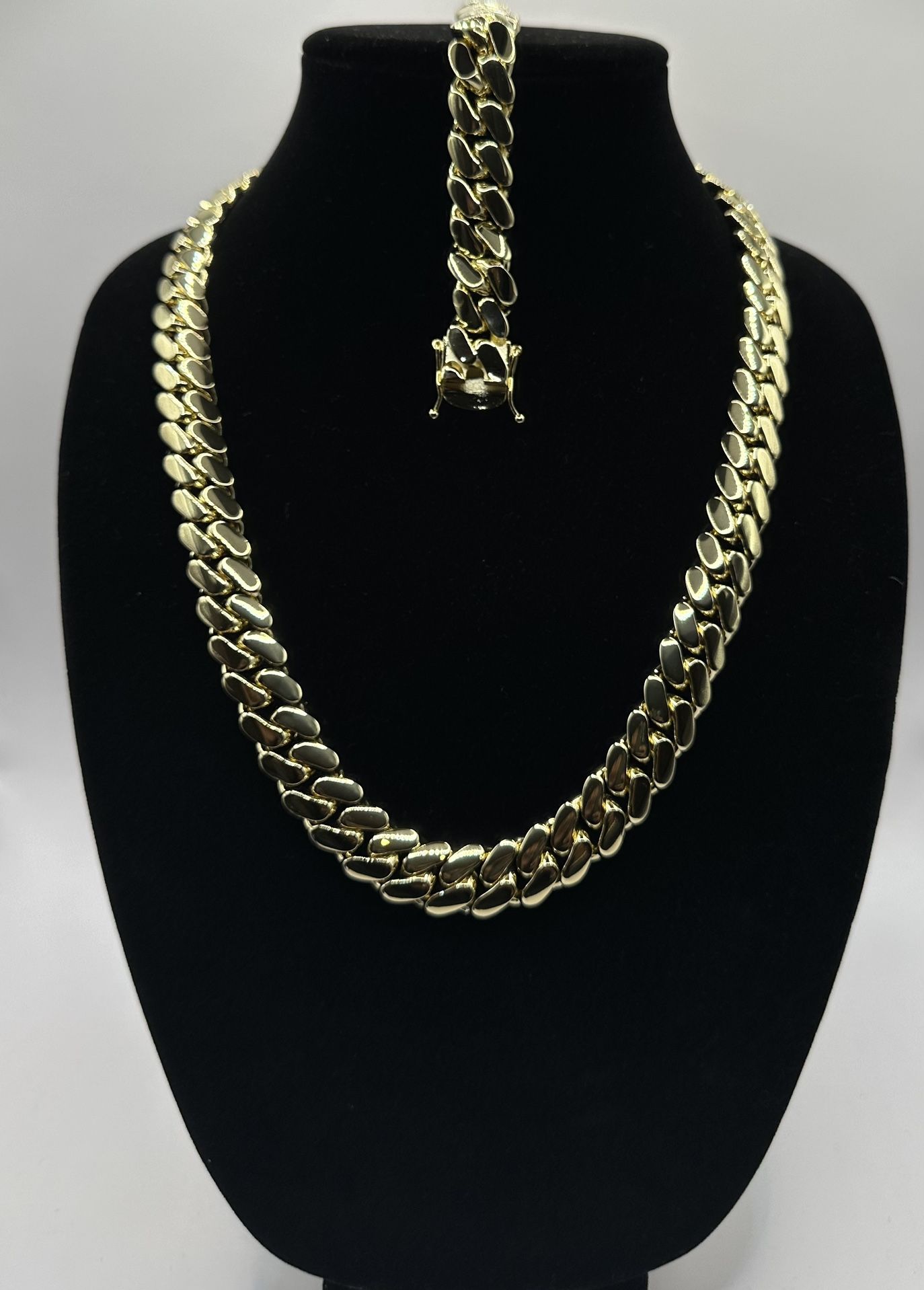 15mm Handmade Cuban Link Chain And Bracelet Set