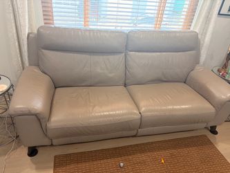 Gray Leather Two-Seat Sofa