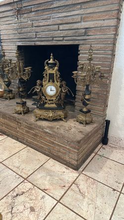 Victorian Clock With Candle Holders