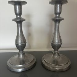 9”tall Pewter Candlestick Holders