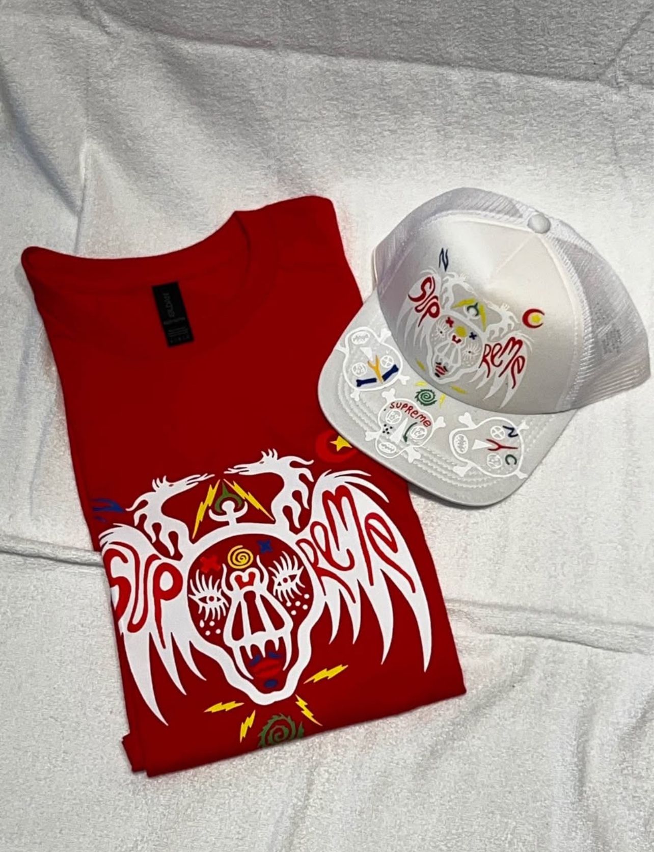 Custom Supreme x Clayton Patterson Skull Hat & T-Shirt Combo☠️