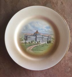 1930's Congressional Library Commemorative Plate W/Gold Rim