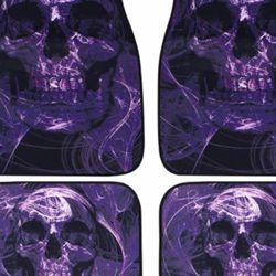 Car Interior Floor Mats Purple Skull Foot Pad Universal Complete Set Carpet Car Truck Floor Mats 
