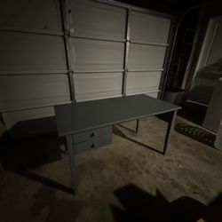 Gray Two-Drawer Desk and Desk Chair