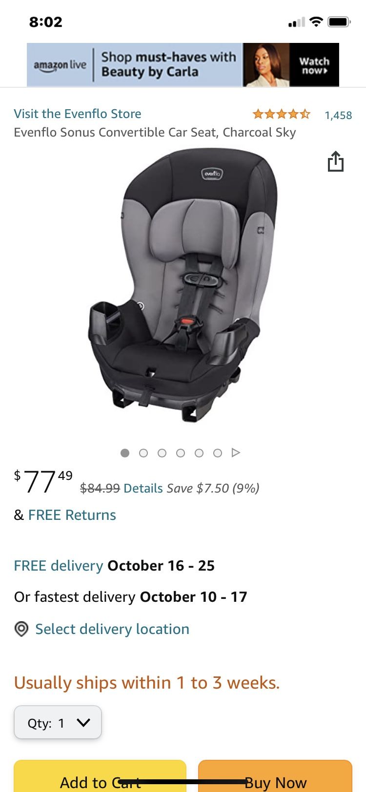Evenflo Car Seat 