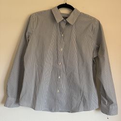 Liz Claiborne Small White And Grey Strip Shirt
