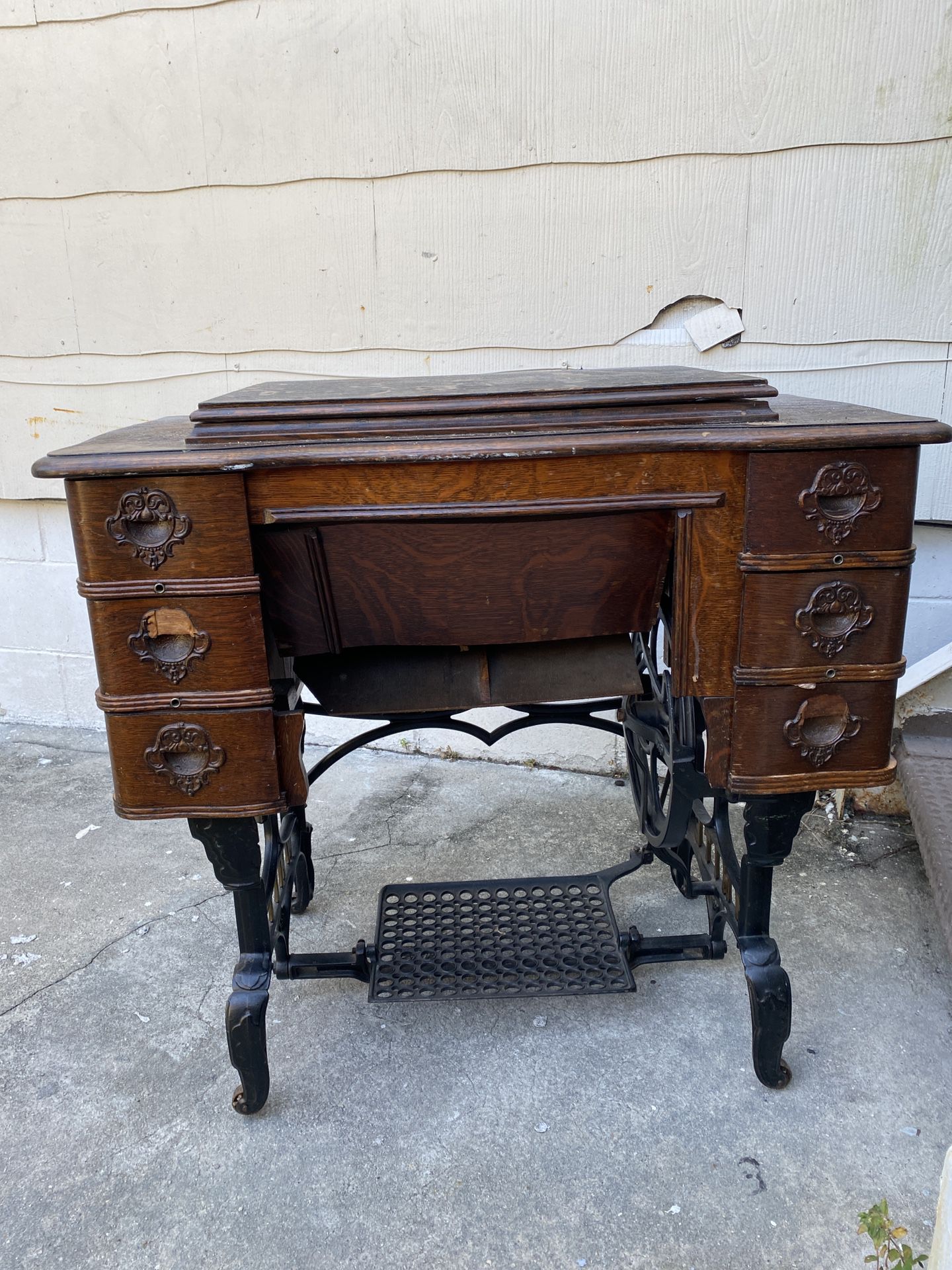 antique sewing machine table
