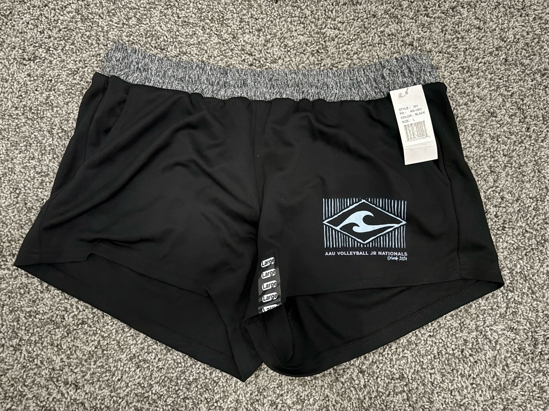 Girl’s Size Large Black AAU Orlando Nationals Volleyball Shorts