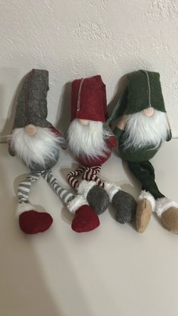 Set of 3 Christmas Gnome Plush Decorations