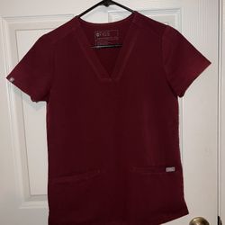 FIGS Women’s Technical Collection Casma Two Pocket Scrub Top XXS Burgundy