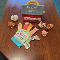 My Happy Barnyard With Rubber Animals And Puppet Book See Description