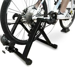 BalanceFrom Bike Trainer Stand Steel Bicycle Exercise Magnetic Stand with Front Wheel Riser Block, Black *New