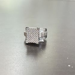 Sterling Silver With Vvs Moissanite Female Ring 3 Ct Square Shape . Hip Hop Jewelry 6-10 Size