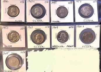 9 Silver Washington Quarters