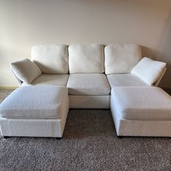 White Boucle Couch 