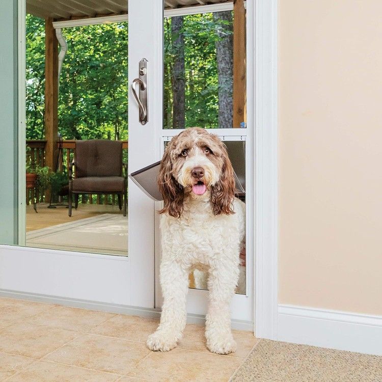 PetSafe Sliding Glass Pet Door - No-Cut DIY Install Doggy Door for Renters - Aluminum Frame - Adjustable Height 75 7/8" to 81" - for Big Dogs